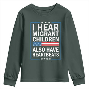 I Hear Migrant Children Also Have Heartbeats Youth Sweatshirt Patriotic American Flag Human Rights