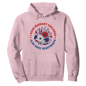 I Hear Migrant Children Also Have Heartbeats Hoodie Patriotic Red White Blue Floral Human Rights