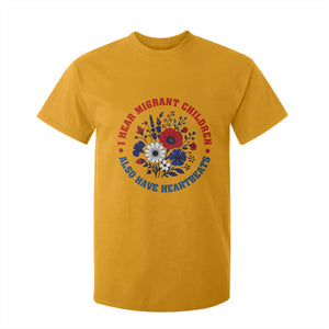 I Hear Migrant Children Also Have Heartbeats T Shirt For Kid Patriotic Red White Blue Floral Human Rights