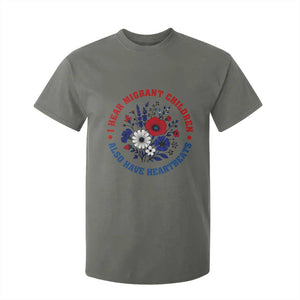 I Hear Migrant Children Also Have Heartbeats T Shirt For Kid Patriotic Red White Blue Floral Human Rights