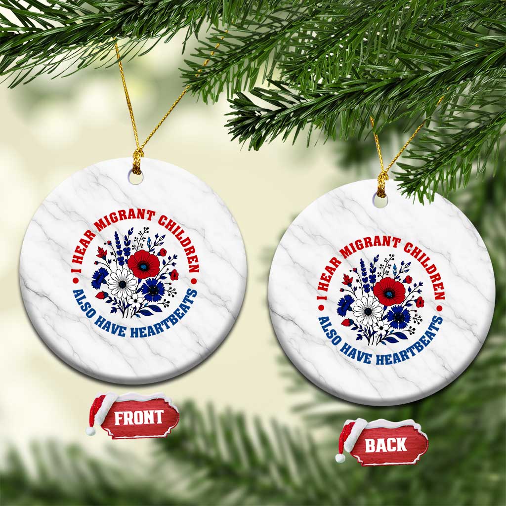 I Hear Migrant Children Also Have Heartbeats Ceramic Ornament Patriotic Red White Blue Floral Human Rights TS02 1pc White Marble Print Your Wear