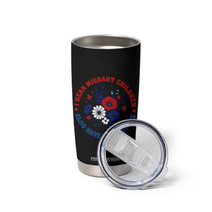 I Hear Migrant Children Also Have Heartbeats Tumbler Cup Patriotic Red White Blue Floral Human Rights
