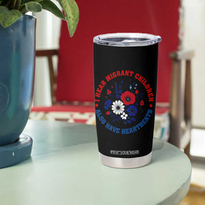 I Hear Migrant Children Also Have Heartbeats Tumbler Cup Patriotic Red White Blue Floral Human Rights