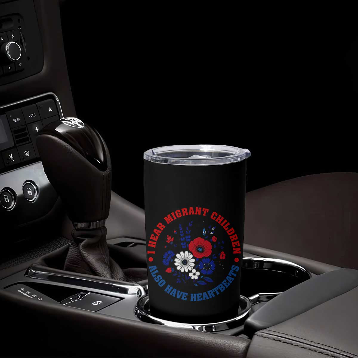I Hear Migrant Children Also Have Heartbeats Tumbler Cup Patriotic Red White Blue Floral Human Rights