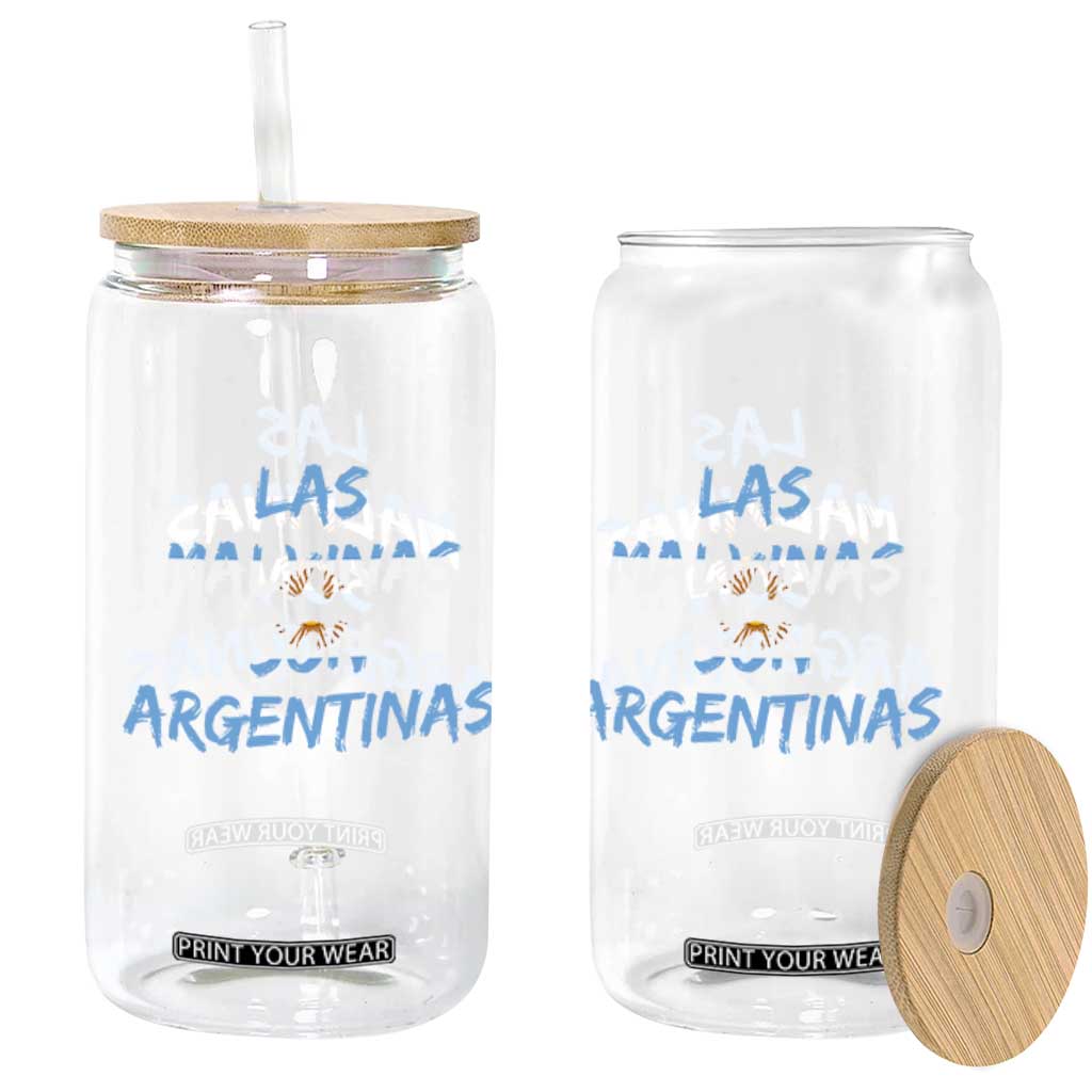 Patriotic Las Malvinas Son Argentinas Flag Glass Can Argentine Heritage Sun of May Argentina Sovereignty