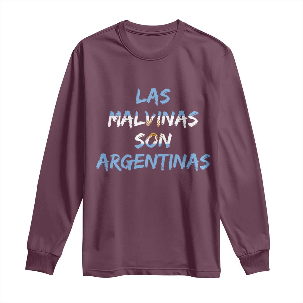 Patriotic Las Malvinas Son Argentinas Flag Long Sleeve Shirt Argentine Heritage Sun of May Argentina Sovereignty