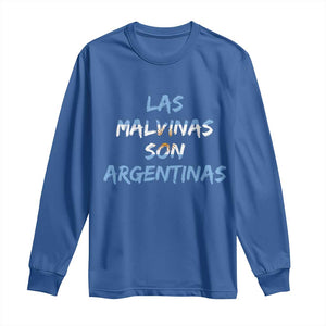 Patriotic Las Malvinas Son Argentinas Flag Long Sleeve Shirt Argentine Heritage Sun of May Argentina Sovereignty