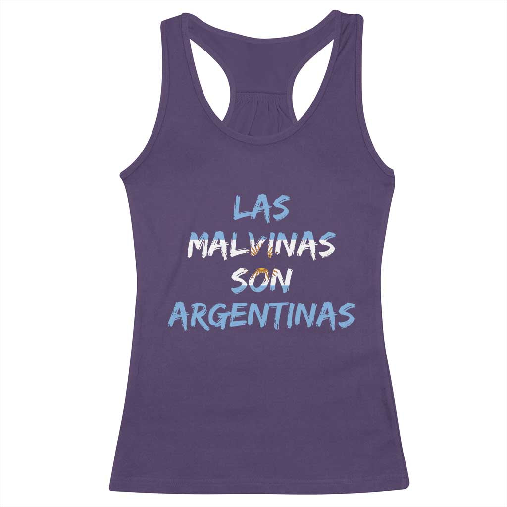 Patriotic Las Malvinas Son Argentinas Flag Racerback Tank Top Argentine Heritage Sun of May Argentina Sovereignty