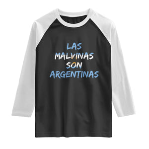 Patriotic Las Malvinas Son Argentinas Flag Raglan Shirt Argentine Heritage Sun of May Argentina Sovereignty
