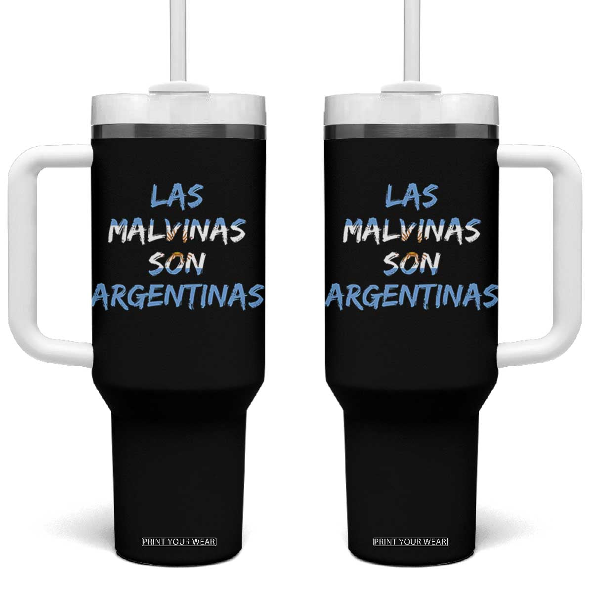 Patriotic Las Malvinas Son Argentinas Flag Tumbler With Handle Argentine Heritage Sun of May Argentina Sovereignty
