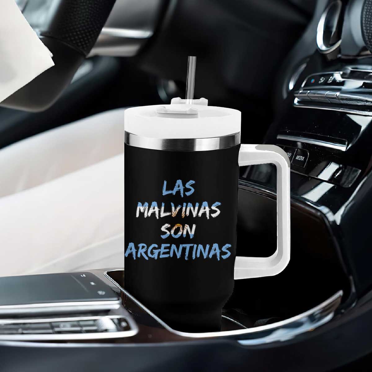 Patriotic Las Malvinas Son Argentinas Flag Tumbler With Handle Argentine Heritage Sun of May Argentina Sovereignty