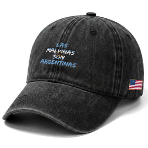 Patriotic Las Malvinas Son Argentinas Flag Washed Cotton Baseball Cap Argentine Heritage Sun of May Argentina Sovereignty