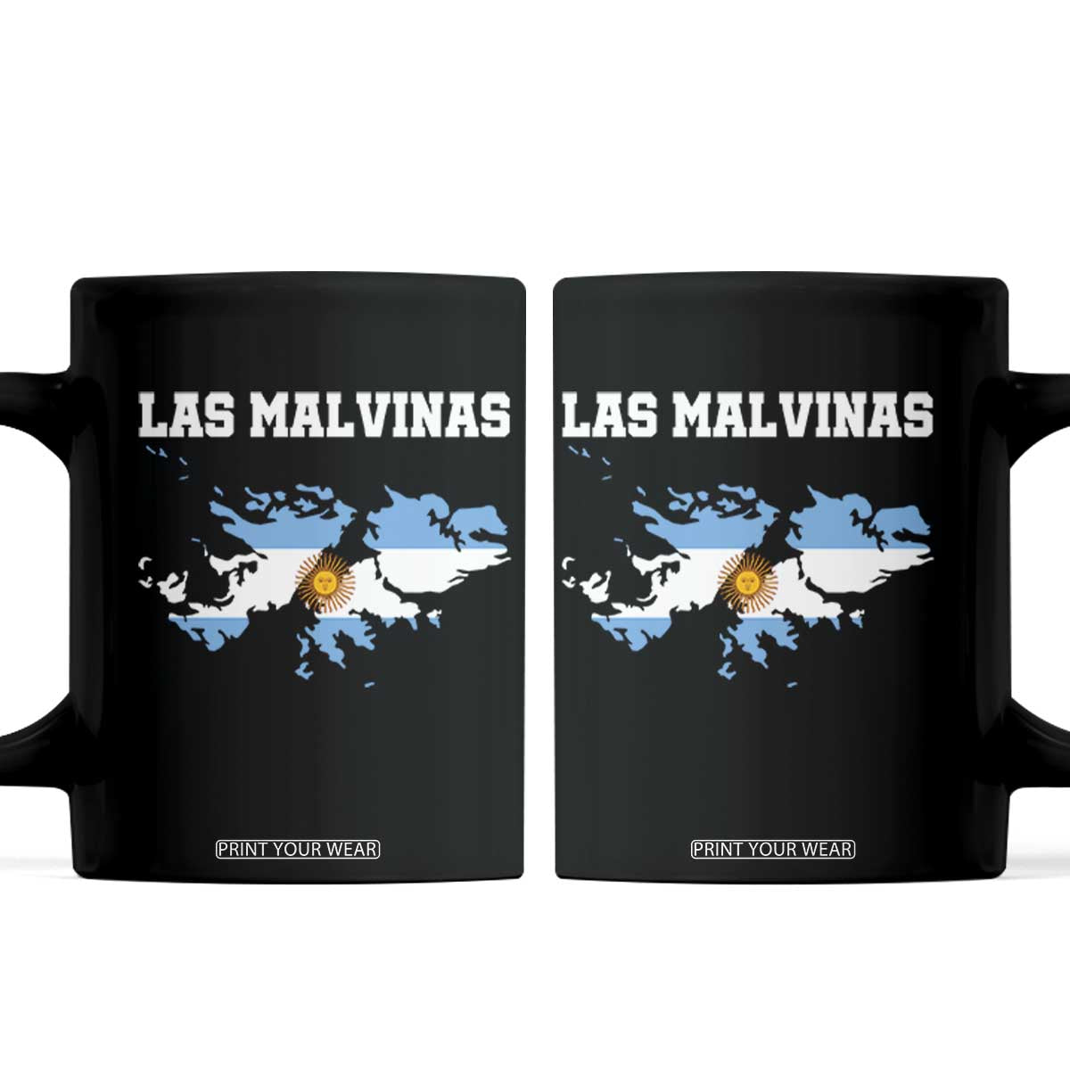 Las Malvinas Island Map Flag Graphic Coffee Mug Patriotic Sovereignty Argentine Heritage Sun of May Pride TS02 Black Print Your Wear