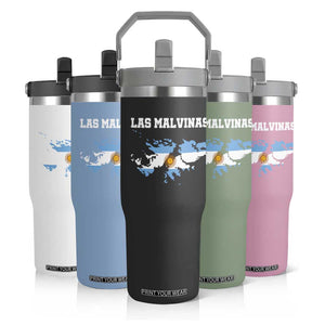Las Malvinas Island Map Flag Graphic Flip Straw Tumbler Patriotic Sovereignty Argentine Heritage Sun of May Pride