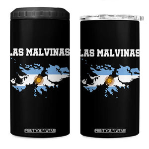 Las Malvinas Island Map Flag Graphic 4 in 1 Can Cooler Tumbler Patriotic Sovereignty Argentine Heritage Sun of May Pride