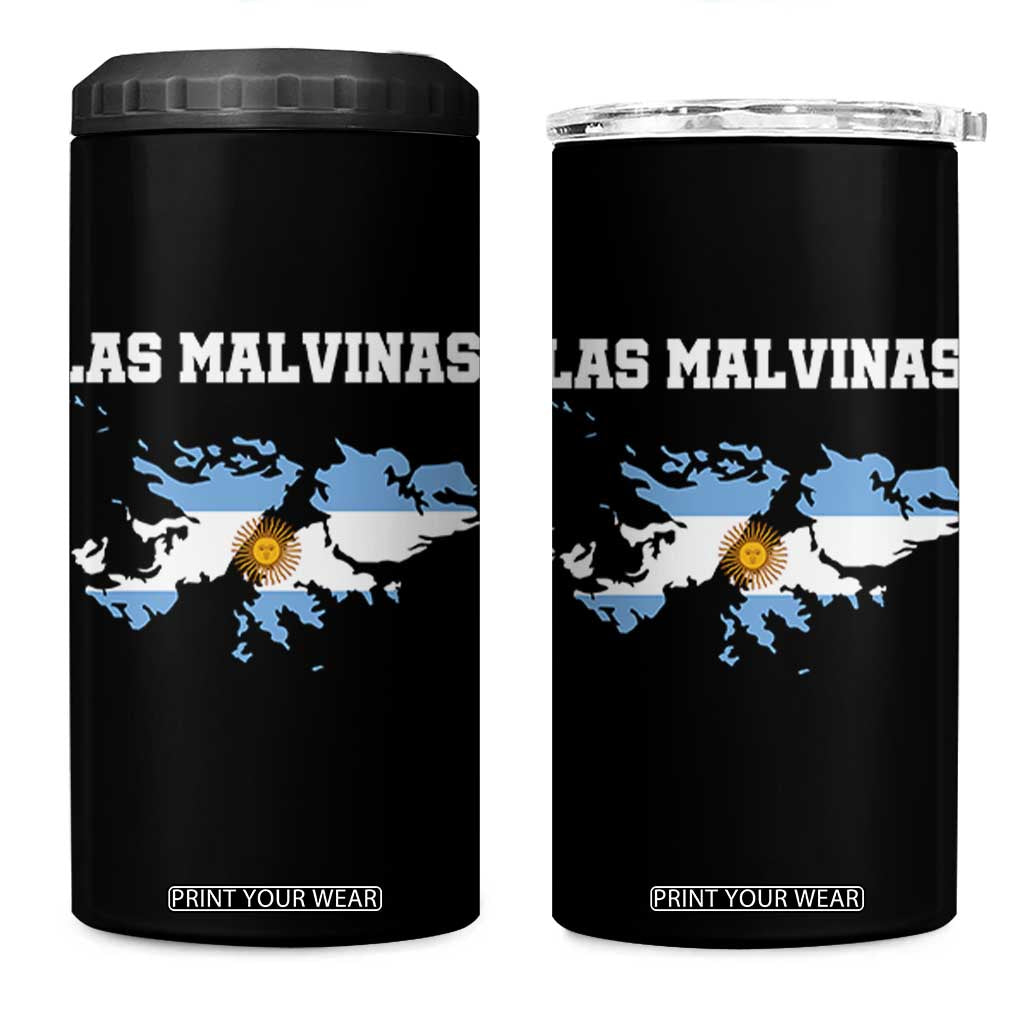 Las Malvinas Island Map Flag Graphic 4 in 1 Can Cooler Tumbler Patriotic Sovereignty Argentine Heritage Sun of May Pride TS02 One Size: 16 oz Black Print Your Wear