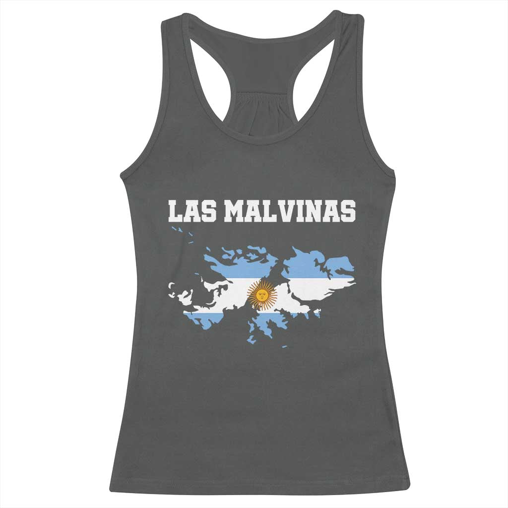 Las Malvinas Island Map Flag Graphic Racerback Tank Top Patriotic Sovereignty Argentine Heritage Sun of May Pride