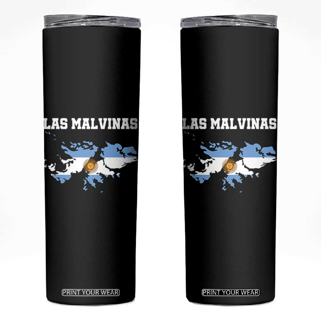 Las Malvinas Island Map Flag Graphic Skinny Tumbler Patriotic Sovereignty Argentine Heritage Sun of May Pride TS02 Black Print Your Wear