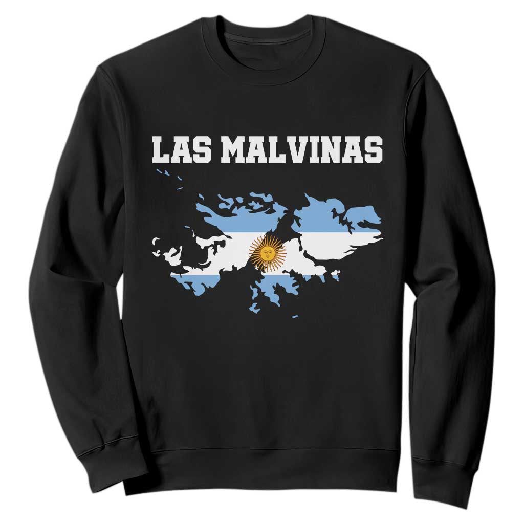 Las Malvinas Island Map Flag Graphic Sweatshirt Patriotic Sovereignty Argentine Heritage Sun of May Pride