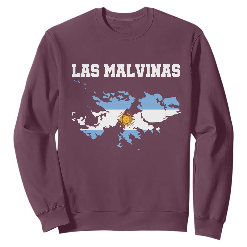 Las Malvinas Island Map Flag Graphic Sweatshirt Patriotic Sovereignty Argentine Heritage Sun of May Pride