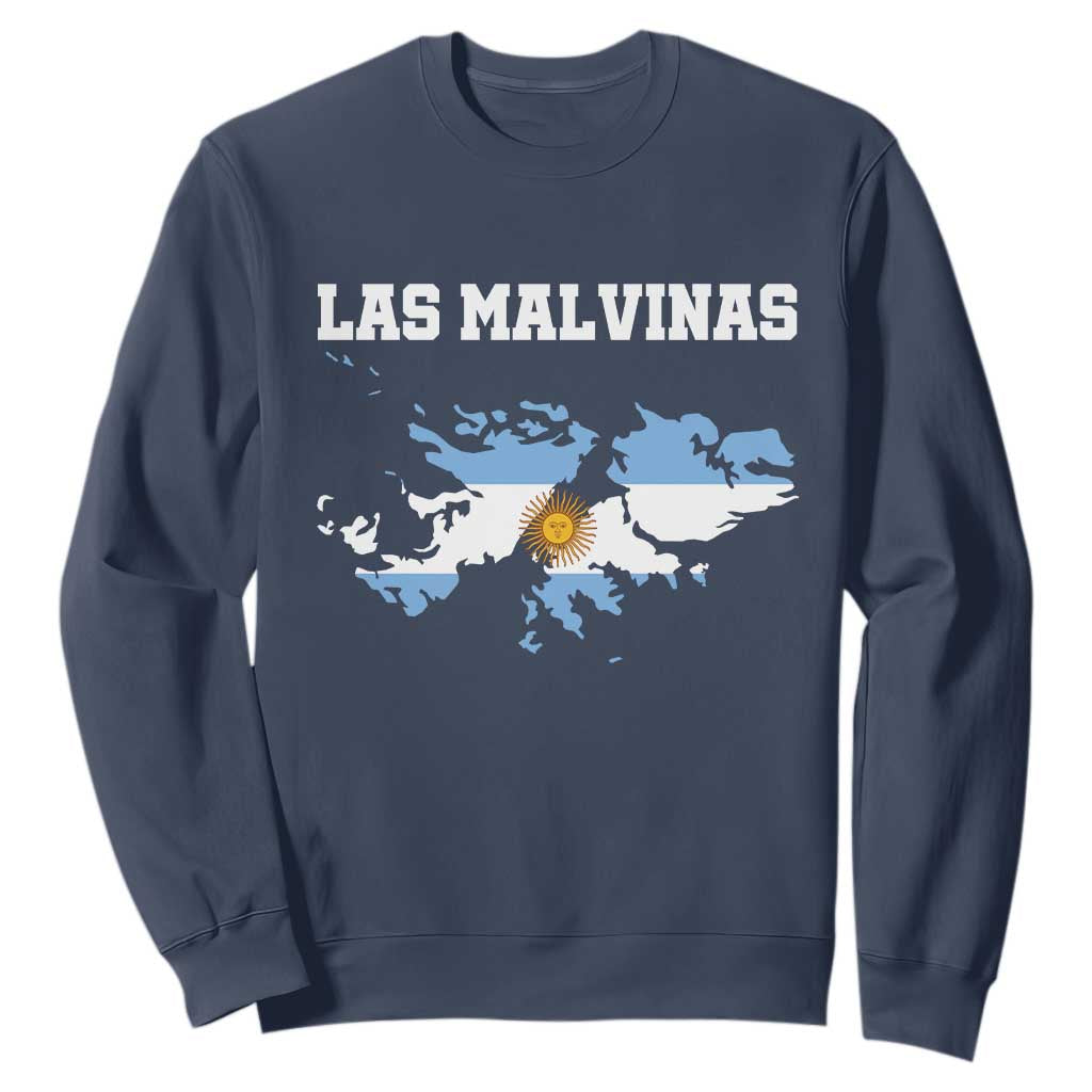 Las Malvinas Island Map Flag Graphic Sweatshirt Patriotic Sovereignty Argentine Heritage Sun of May Pride