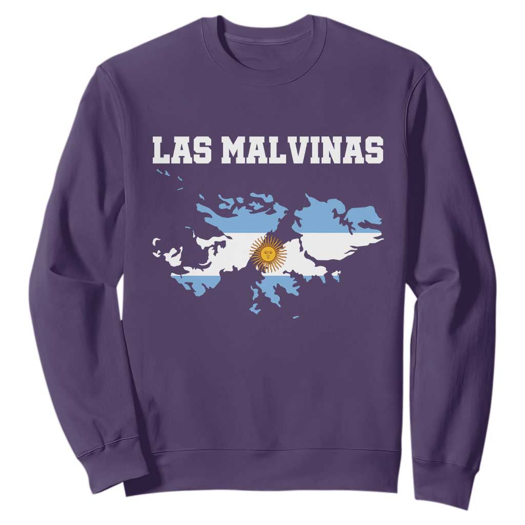 Las Malvinas Island Map Flag Graphic Sweatshirt Patriotic Sovereignty Argentine Heritage Sun of May Pride