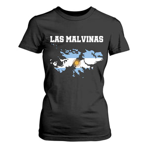 Las Malvinas Island Map Flag Graphic T Shirt For Women Patriotic Sovereignty Argentine Heritage Sun of May Pride