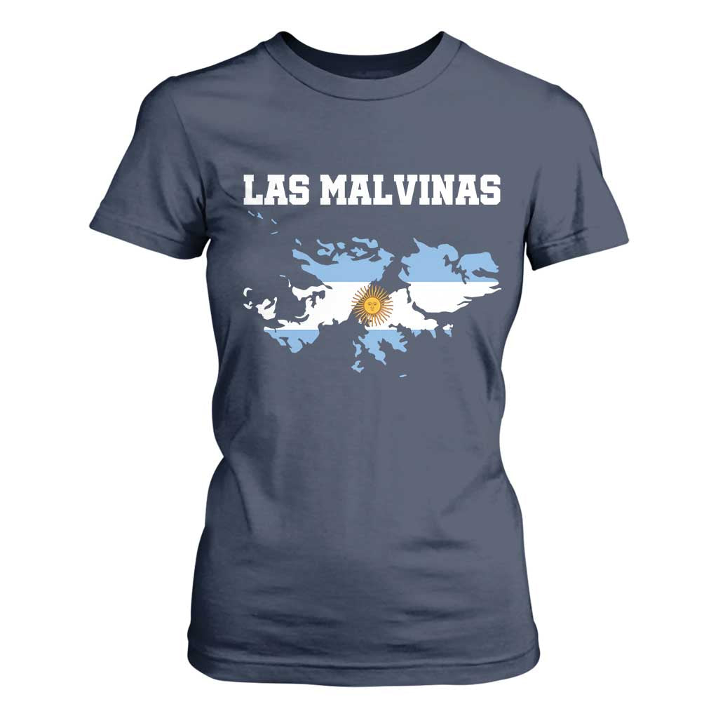 Las Malvinas Island Map Flag Graphic T Shirt For Women Patriotic Sovereignty Argentine Heritage Sun of May Pride