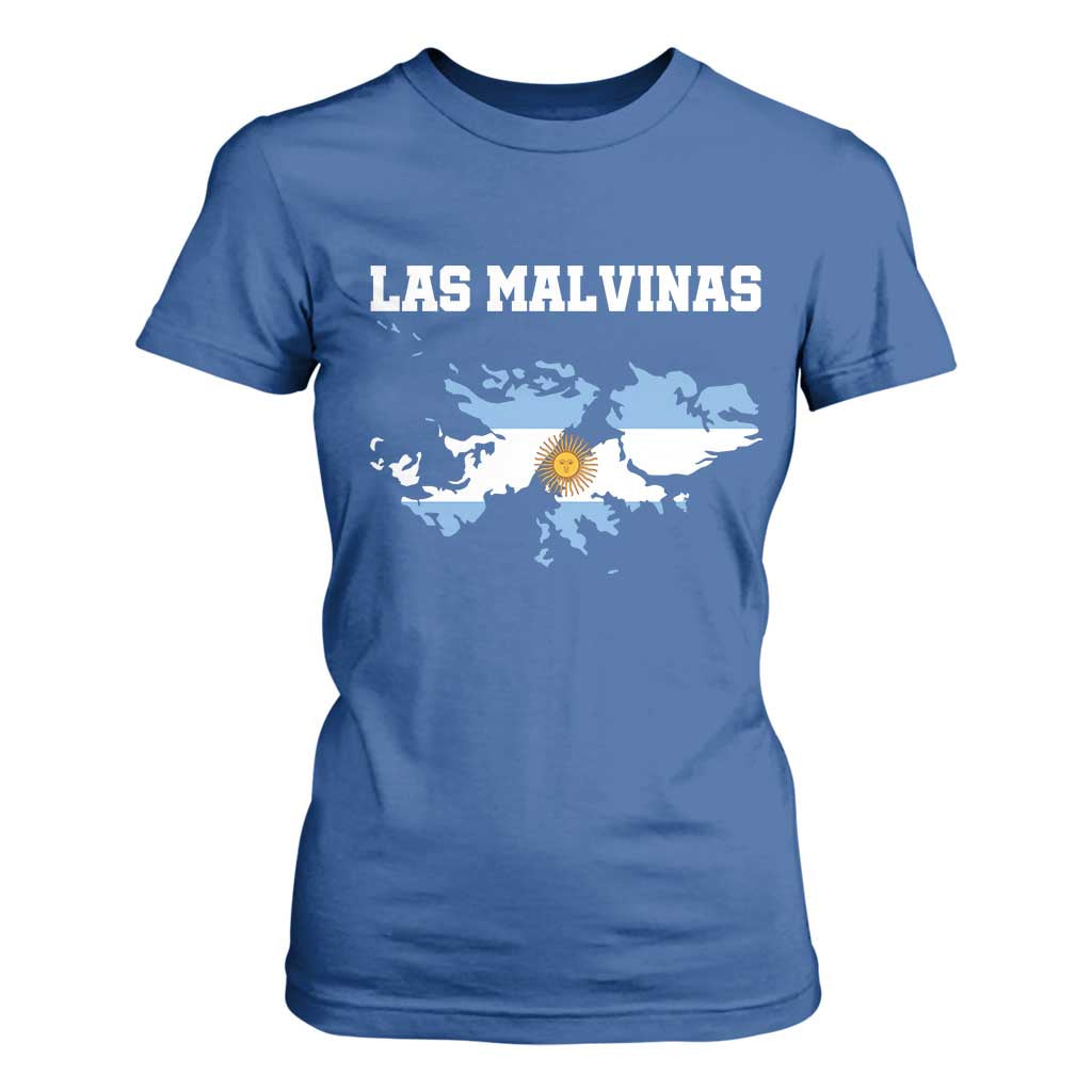 Las Malvinas Island Map Flag Graphic T Shirt For Women Patriotic Sovereignty Argentine Heritage Sun of May Pride