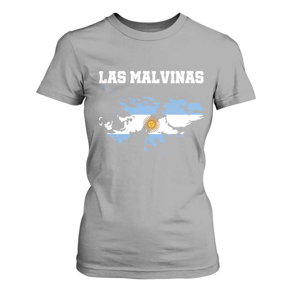 Las Malvinas Island Map Flag Graphic T Shirt For Women Patriotic Sovereignty Argentine Heritage Sun of May Pride