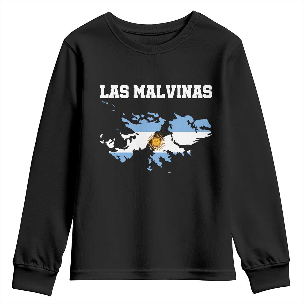 Las Malvinas Island Map Flag Graphic Youth Sweatshirt Patriotic Sovereignty Argentine Heritage Sun of May Pride TS02 Black Print Your Wear