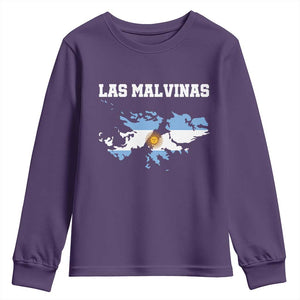 Las Malvinas Island Map Flag Graphic Youth Sweatshirt Patriotic Sovereignty Argentine Heritage Sun of May Pride