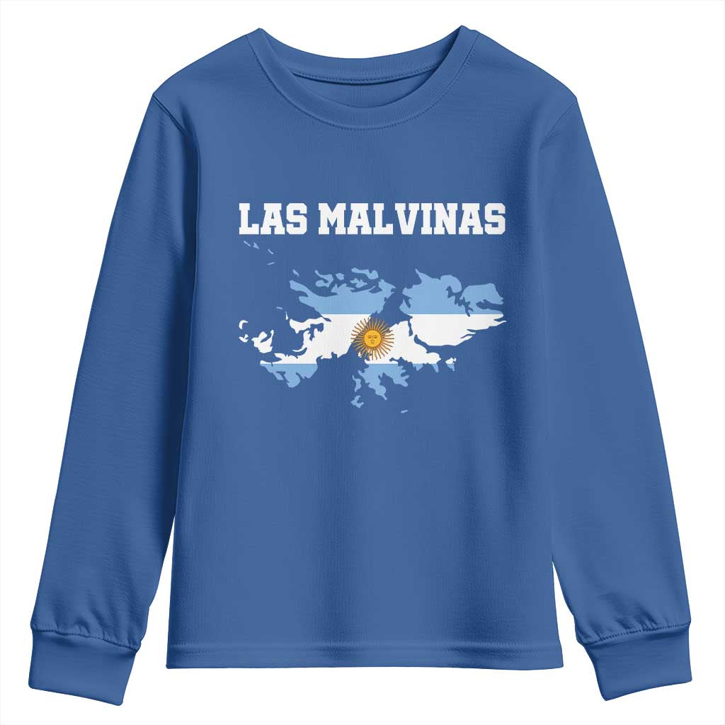 Las Malvinas Island Map Flag Graphic Youth Sweatshirt Patriotic Sovereignty Argentine Heritage Sun of May Pride