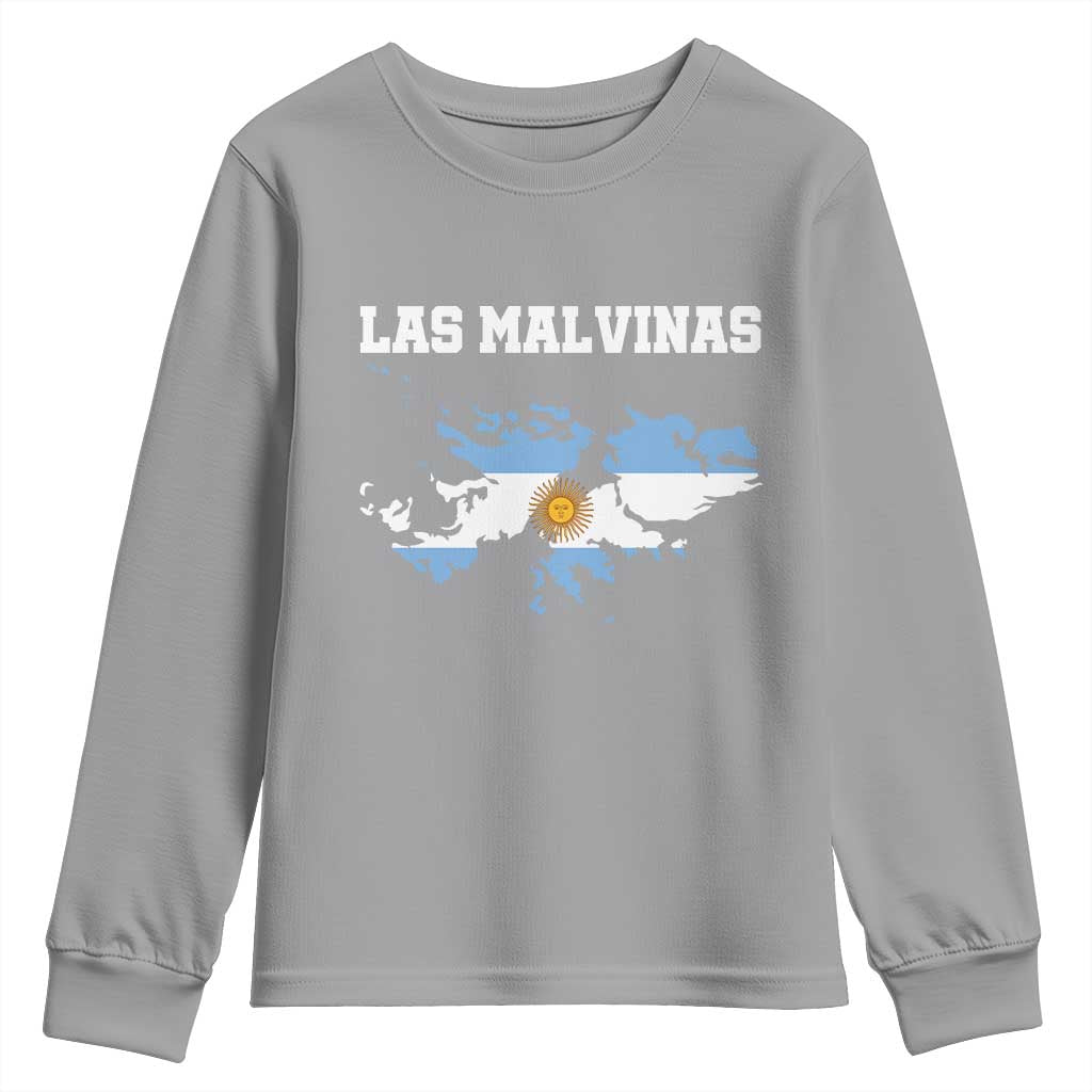 Las Malvinas Island Map Flag Graphic Youth Sweatshirt Patriotic Sovereignty Argentine Heritage Sun of May Pride