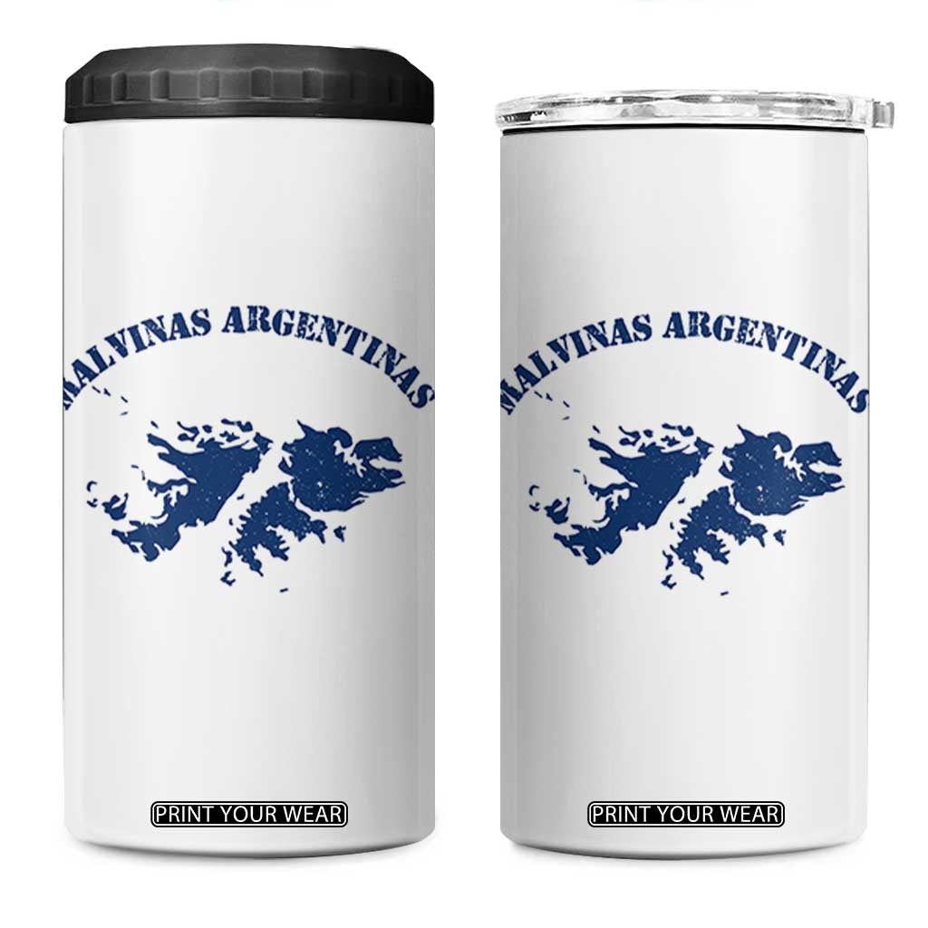 Retro Malvinas Argentinas Distressed Map Graphic 4 in 1 Can Cooler Tumbler Argentine Island Sovereignty Heritage Pride