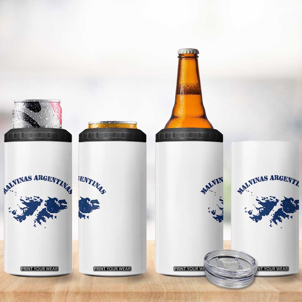 Retro Malvinas Argentinas Distressed Map Graphic 4 in 1 Can Cooler Tumbler Argentine Island Sovereignty Heritage Pride