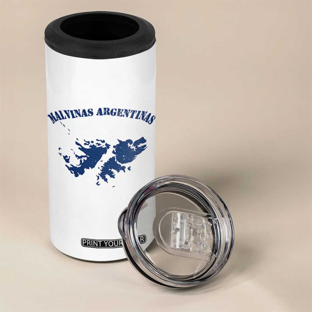 Retro Malvinas Argentinas Distressed Map Graphic 4 in 1 Can Cooler Tumbler Argentine Island Sovereignty Heritage Pride