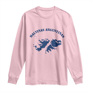 Retro Malvinas Argentinas Distressed Map Graphic Long Sleeve Shirt Argentine Island Sovereignty Heritage Pride
