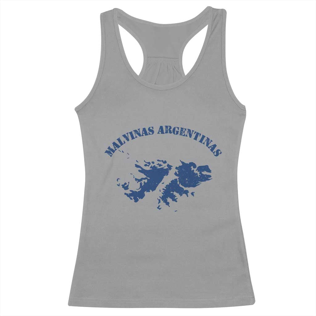 Retro Malvinas Argentinas Distressed Map Graphic Racerback Tank Top Argentine Island Sovereignty Heritage Pride