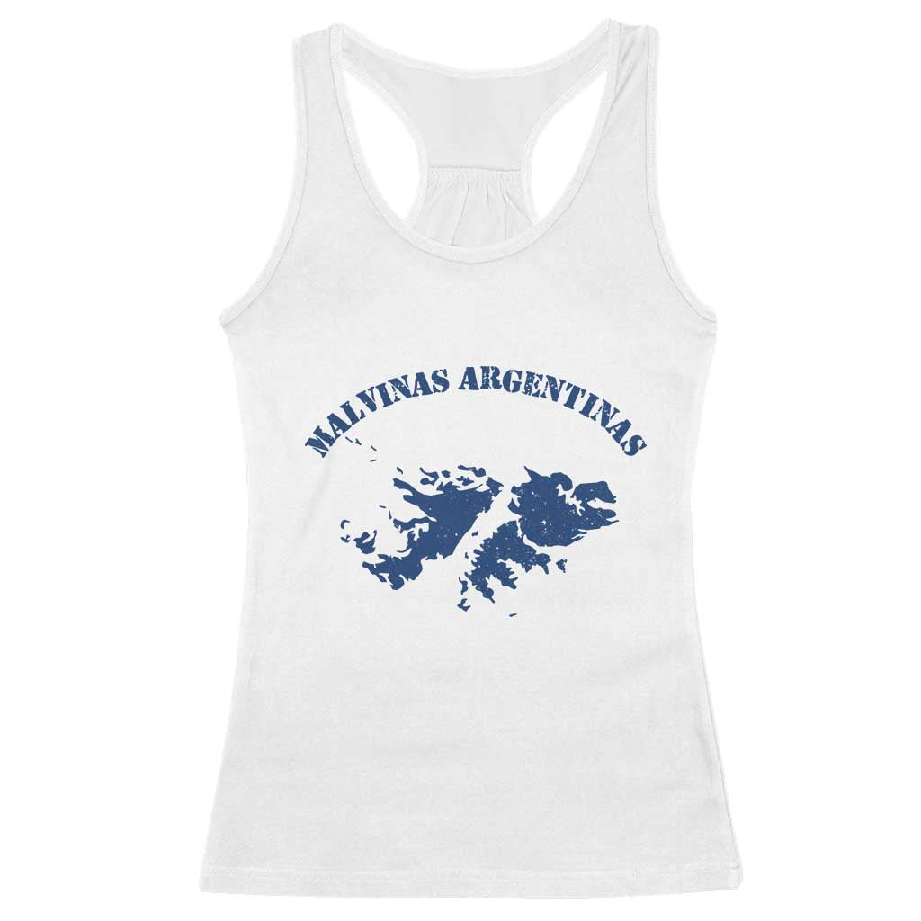 Retro Malvinas Argentinas Distressed Map Graphic Racerback Tank Top Argentine Island Sovereignty Heritage Pride TS02 White Print Your Wear