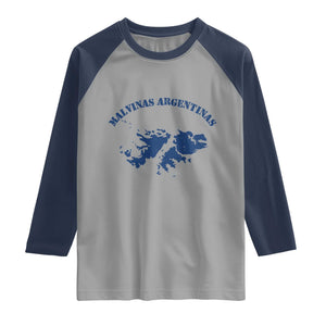 Retro Malvinas Argentinas Distressed Map Graphic Raglan Shirt Argentine Island Sovereignty Heritage Pride