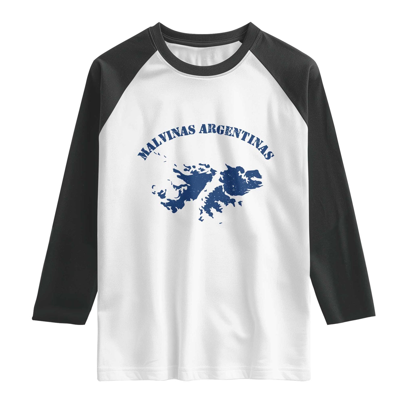 Retro Malvinas Argentinas Distressed Map Graphic Raglan Shirt Argentine Island Sovereignty Heritage Pride TS02 White Black Print Your Wear
