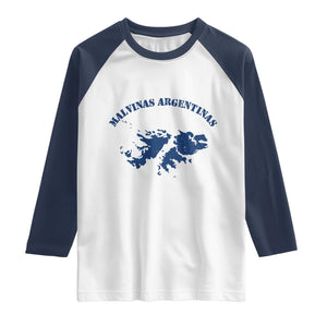 Retro Malvinas Argentinas Distressed Map Graphic Raglan Shirt Argentine Island Sovereignty Heritage Pride