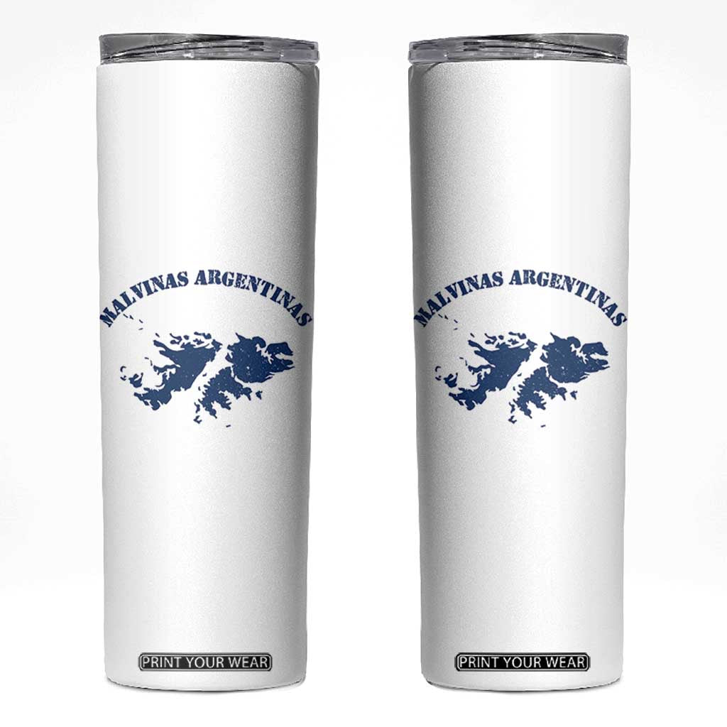 Retro Malvinas Argentinas Distressed Map Graphic Skinny Tumbler Argentine Island Sovereignty Heritage Pride TS02 White Print Your Wear