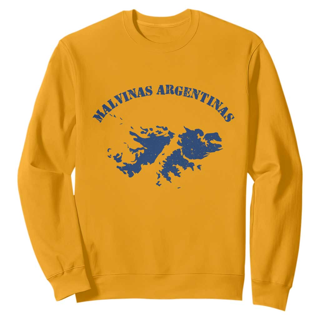 Retro Malvinas Argentinas Distressed Map Graphic Sweatshirt Argentine Island Sovereignty Heritage Pride