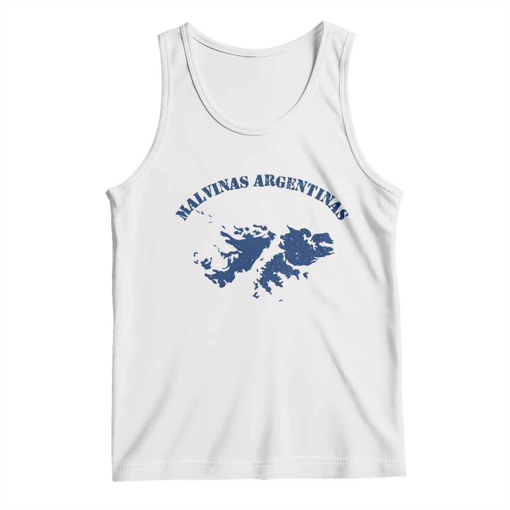 Retro Malvinas Argentinas Distressed Map Graphic Tank Top Argentine Island Sovereignty Heritage Pride TS02 White Print Your Wear