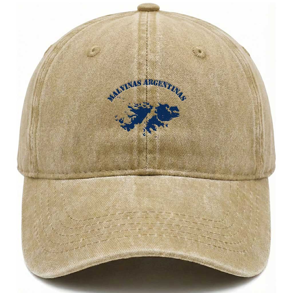 Retro Malvinas Argentinas Distressed Map Graphic Washed Cotton Baseball Cap Argentine Island Sovereignty Heritage Pride TS02 Print Your Wear