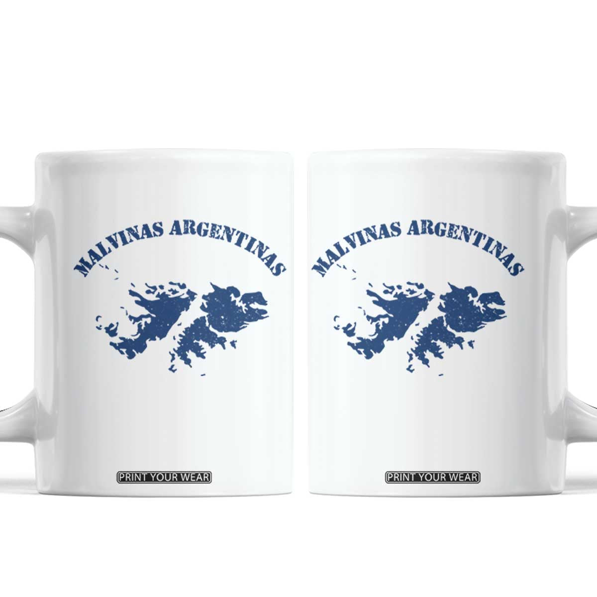 Retro Malvinas Argentinas Distressed Map Graphic Coffee Mug Argentine Island Sovereignty Heritage Pride TS02 White Print Your Wear