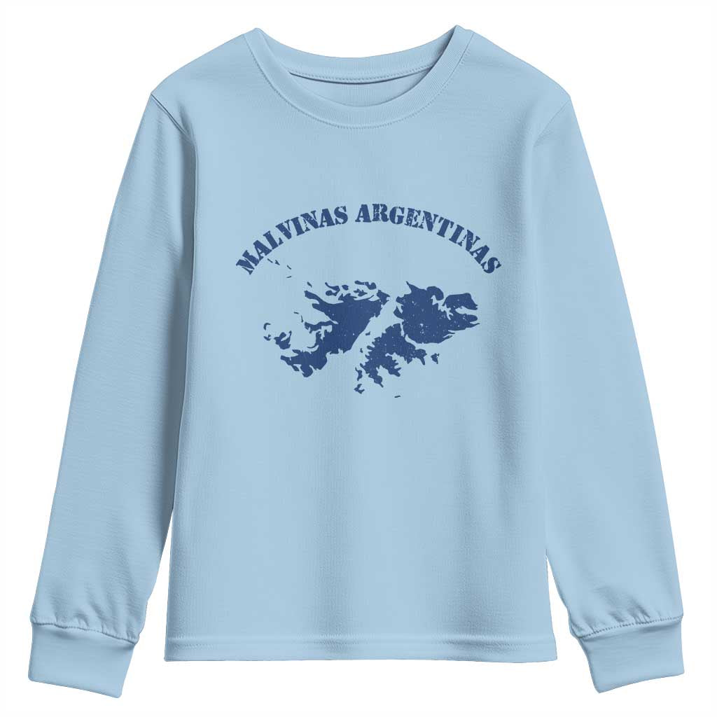 Retro Malvinas Argentinas Distressed Map Graphic Youth Sweatshirt Argentine Island Sovereignty Heritage Pride