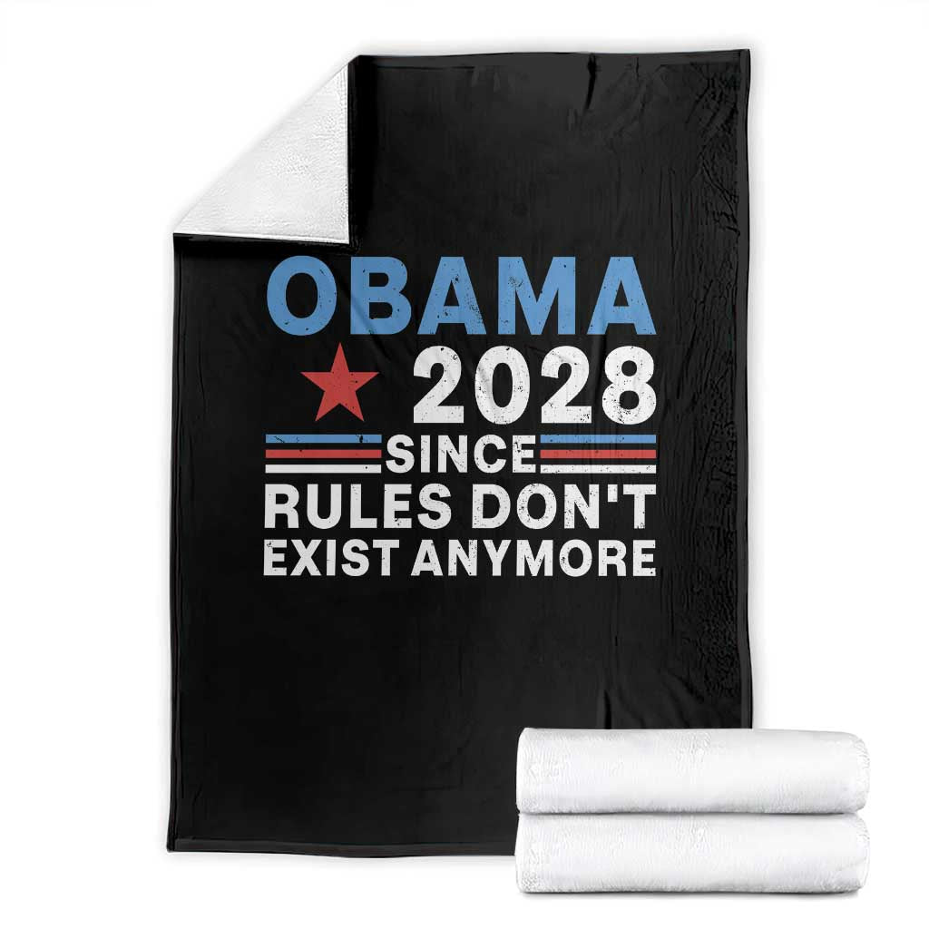 Obama 2028 Since Rules Dont Exist Anymore Throw Blanket Political Satire Red White and Blue TS02 Black Print Your Wear